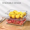 2pcs Stackable Refrigerator  Bins,  Space-saving Transparent Organizer With Handles, For Cabinets, Shelves, Drawer, Countertop A 2