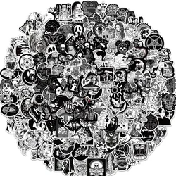 100/200Pcs Cartoon Black Gothic Style Waterproof Stickers Graffiti Decoration Refrigerator Water Cup Skateboard Aesthetics PVC