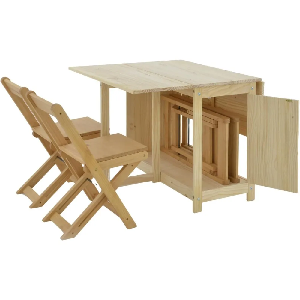 Solid Wood Folding Dining Table and Chair Set with Storage – Foldable Dining Table, Small Drop Leaf Kitchen Table 3