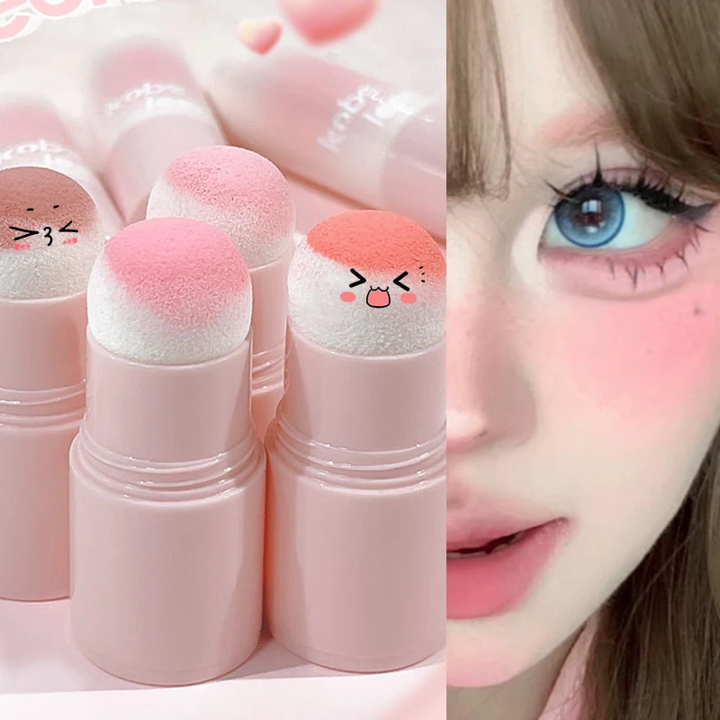 더블 헤드 스폰지 페이셜 블러쉬 스틱 미네랄 파우더, 레드 실키 스무스 블러셔 팔레트, 내추럴 볼 페이스 루즈 크림, 신제품 