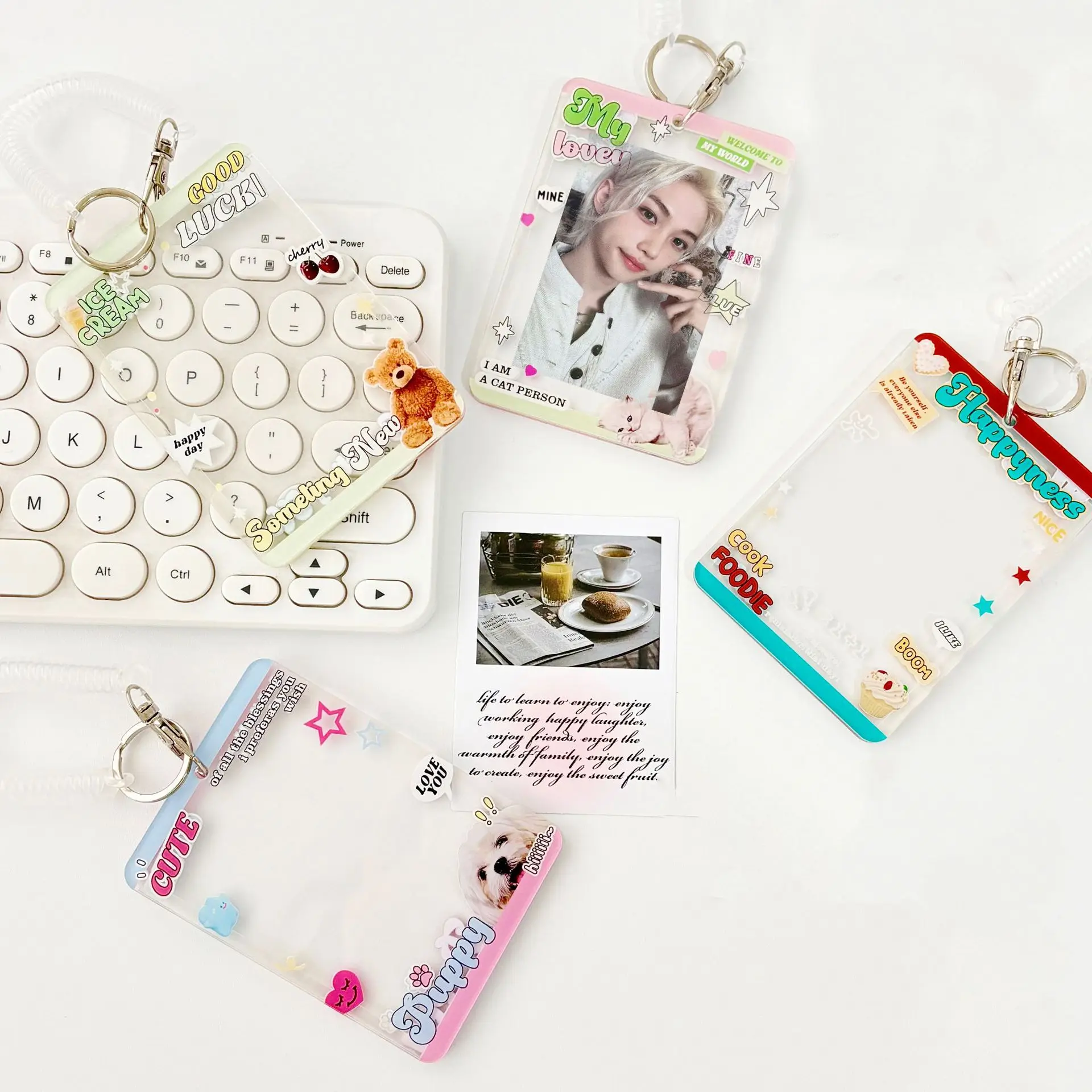 MINKYS Retro Double Side 3 inch Kpop Photocard Holder Photo Card Holder Bag Pendant School Stationery 4