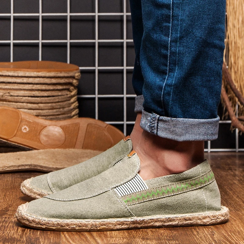 Mens Flax Espadrille Loafers Slip-On Comfort Shoes with Round Toe Fashion Women Canvas Walking Shoes Casual Fisherman Driving 6