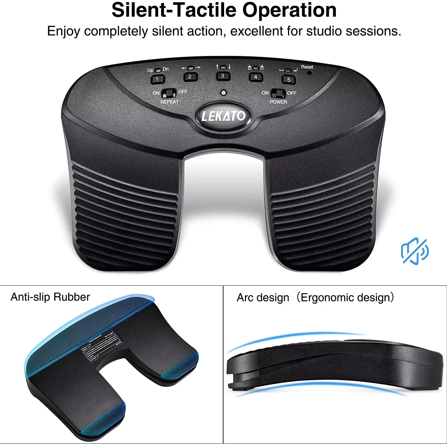 Lekato Bluetooth Foot Pedal Hands-Free Page Turner Sheet Music Pdfs 33Ft Range Mac/pc/android Plug-And-Play