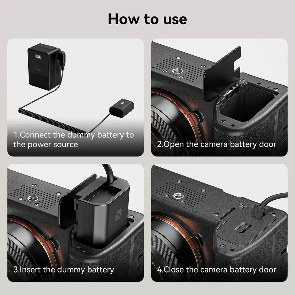 SmallRig D-TAP - Batería ficticia para Sony NP-FZ100, adaptador de corriente de cámara para Sony FX3, FX30, A7 III, A7 IV, A7S III, A7R III, A7R IV, A7R V, A7C, A7C SmallRig D-TAP - Batería ficticia para Sony NP-FZ100, adaptador de corriente de cámara para Sony FX3, FX30, A7 III, A7 IV, A7S III, A7R III, A7R IV, A7R V, A7C, A7C