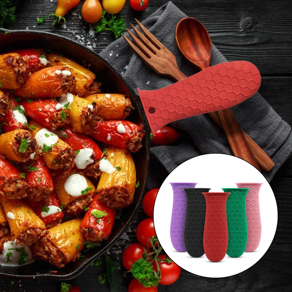 Silicone Hot Handle Holder Cover Heat Resistant Pan Handle Sleeve  Potholders Saucepan Skillets Handles Grip Covers Cookware Part - AliExpress