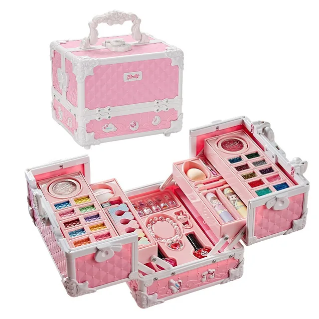 Children Makeup Kit for Girls Lipstick Makeup Cosmetics Pretend Play Pink Unicorn Princess Washable Safe Makeup Kid Toy Gift 5