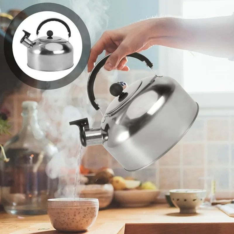 Stainless Steel Kettle Ergonomic Handle Tea Kettle Travel Stove Gas Whistle Tea for Home Office Restaurant whistling teapot