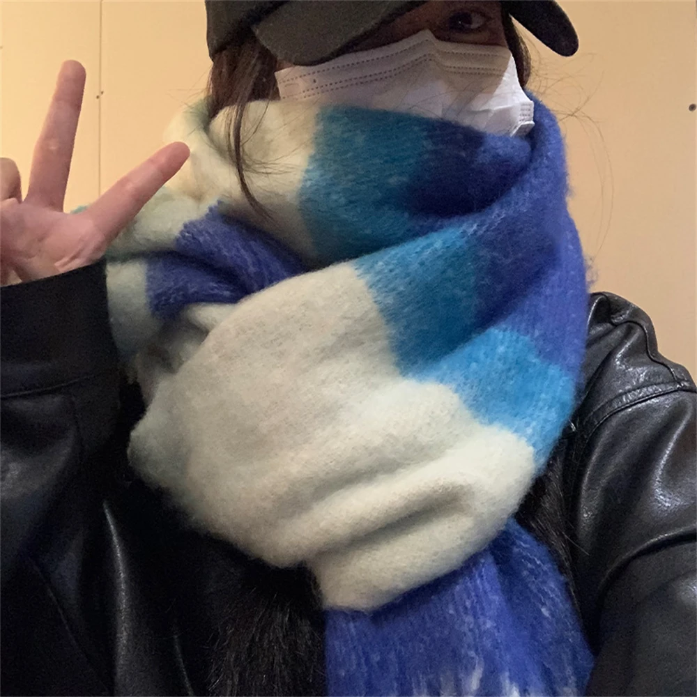 

Winter Warm Scarves For Women Luxury Faux Cashmere Mohair Scarves Wraps Girl Thicken Long Soft Tassel Shawl Wrap Bufanda Blanket