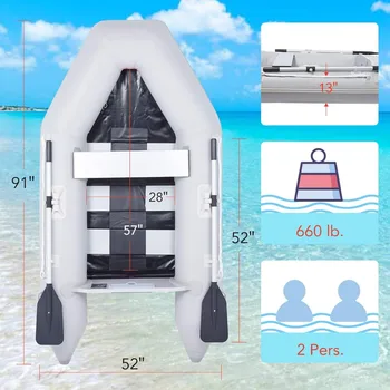 7.5 ft Inflatable Dinghy Boats with Aluminium Alloy Floor,Portable Boat Raft, Inflatable Touring Kayak,w/Panels Paddles Air Pump 6