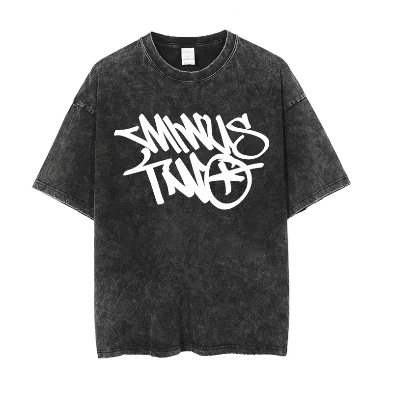 Minus Two T Shirt For Summer Casual Men Women Oversized Loose T-shirt Y2k Fashion Hip Hop Streetwear Top Black Retro Cotton Tees 4
