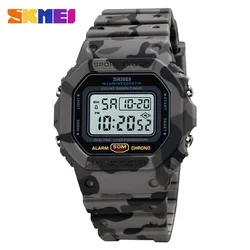 Men's Sports Watch - SKMEI Military Style, Waterproof & Shockproof with LED Display and Alarm Clock (Gray camo)