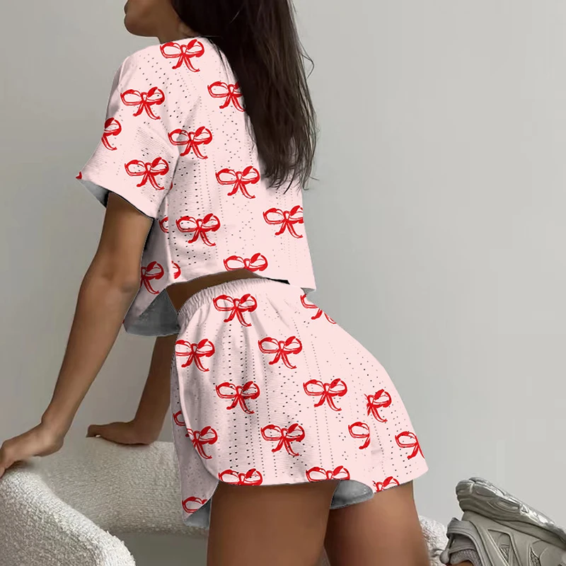 Bow Print Summer Sleepwear Model wearing Bow Print Summer Sleepwear