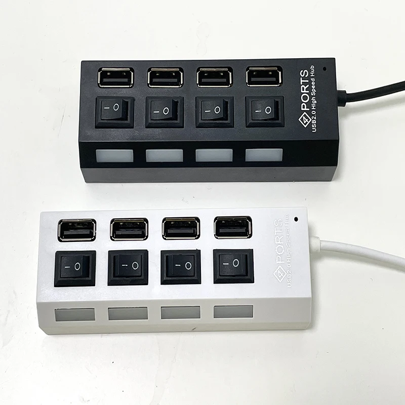 PUJIMAX-HUB de 4 puertos USB 2,0, adaptador de alimentación con interruptor para PC, MacBook, ordenador portátil, conector múltiple USB - AliExpress