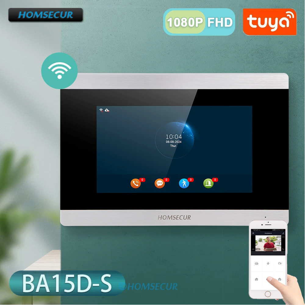 4 Wire WIFI Tuya Smart 7" Touch Screen Monitor Multi-languages Menu Motion Detection For HOMSECUR 1080P Video Doorphone Intercom
