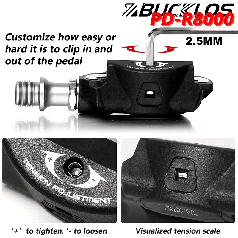 BUCKLOS R8000 Road Bike Pedals Clipless Bicycle Platform Pedals for SPD Cleat Self-locking Cycling Pedals Gravel Road Bike Part
