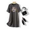 Women Chinese Style Printed Dresses Summer New O-neck Cotton Casual Fashion Basic Tunics 2