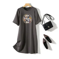 Women Chinese Style Printed Dresses Summer New O-neck Cotton Casual Fashion Basic Tunics 2