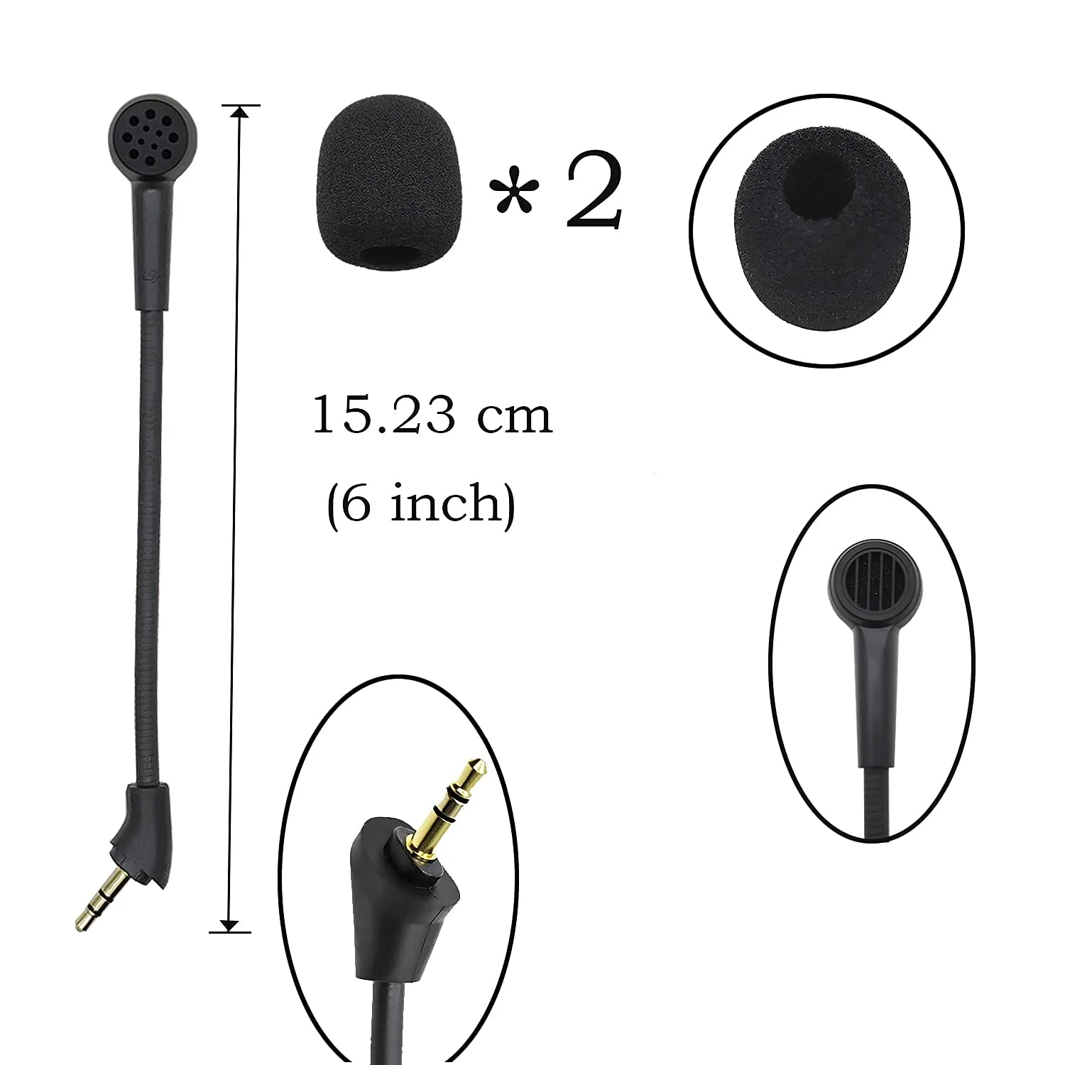 Replacement Game Mic 3.5mm Microphone for Kingston HyperX Cloud Alpha S Cloud9 C9 Edition Gaming Headsets Headphones