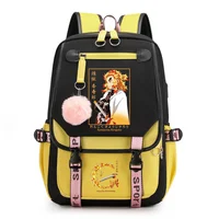 New Anime Rengoku Kyoujurou Cool Backpack Teen Fashion Street Rengoku Kyoujurou Backpack USB Backpack School Backpacks 1