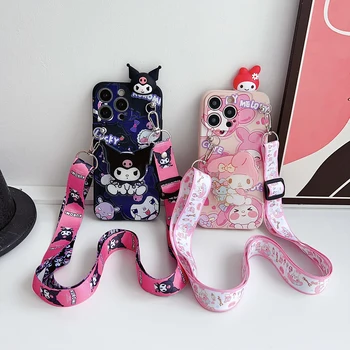 For iPhone 16 15 14 13 12 11 XR Xs 8 7 6 Pro Max mini Plus Shy Kuromi Case With Holder Rope 1
