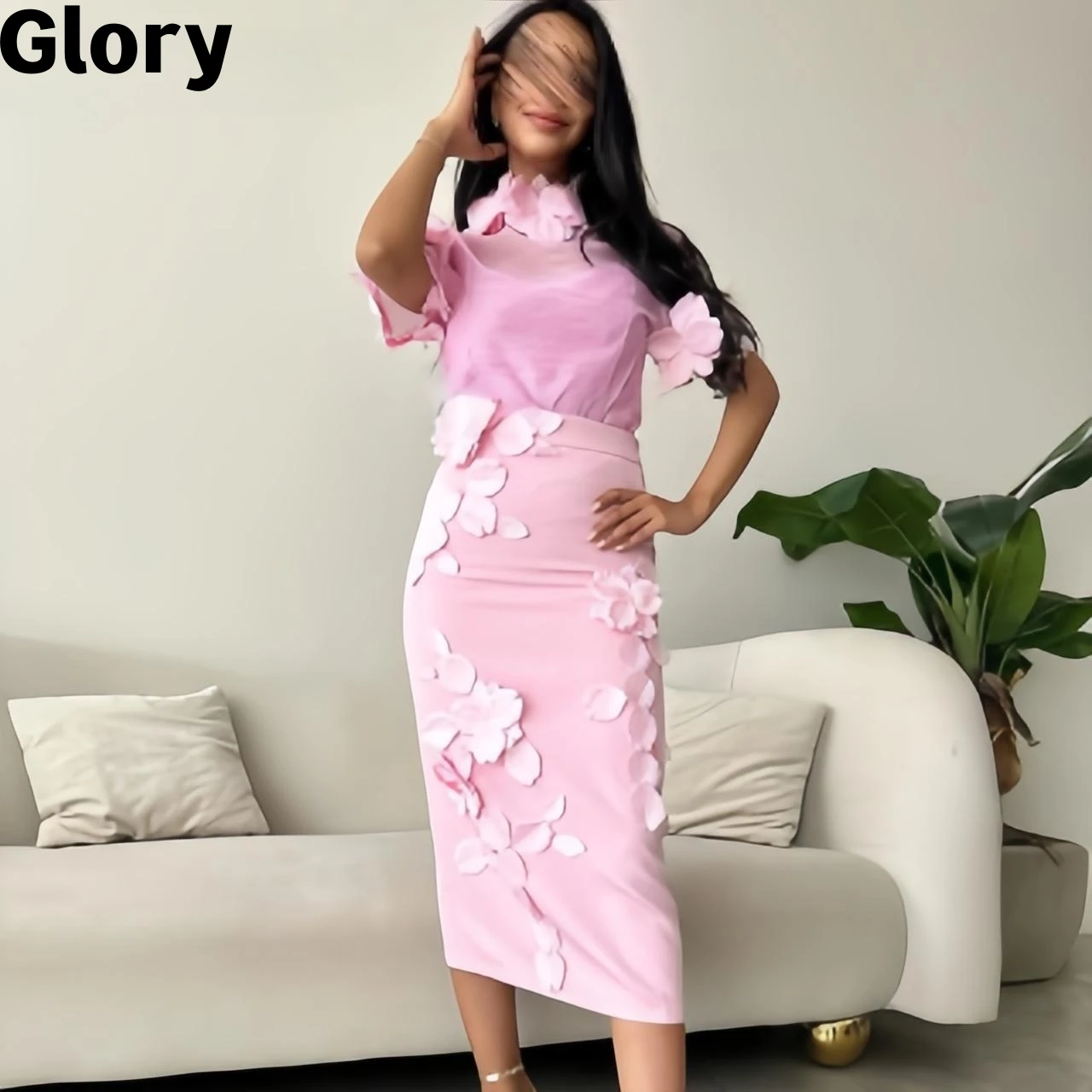 

Appliques Prom Dresses 2-Piece Short Sleeves High Neck Elegant Formal Occasion Evening Dresses 2023 فساتين الحفلات vestidos de