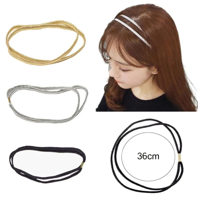 ncmama 3Pcs/lot Women Glitter Elastic Headband High Quality Bling Double Hairband For Girls Headband Hair Hoop Hair Accessories 3pcs baby bows headband for girls kids headwear turban crown flower bowknot elastic hairband infants hair accessories headpieces