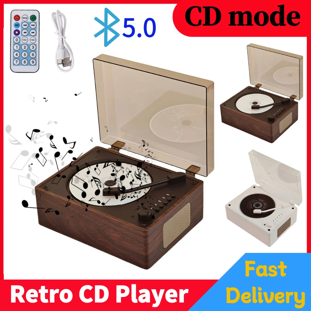 Cd player Home Music Player Rechargeable Support CD BT USB 3.5mm AUX CD Music Player Bluetooth-Compatible 5.0 Desktop Phone