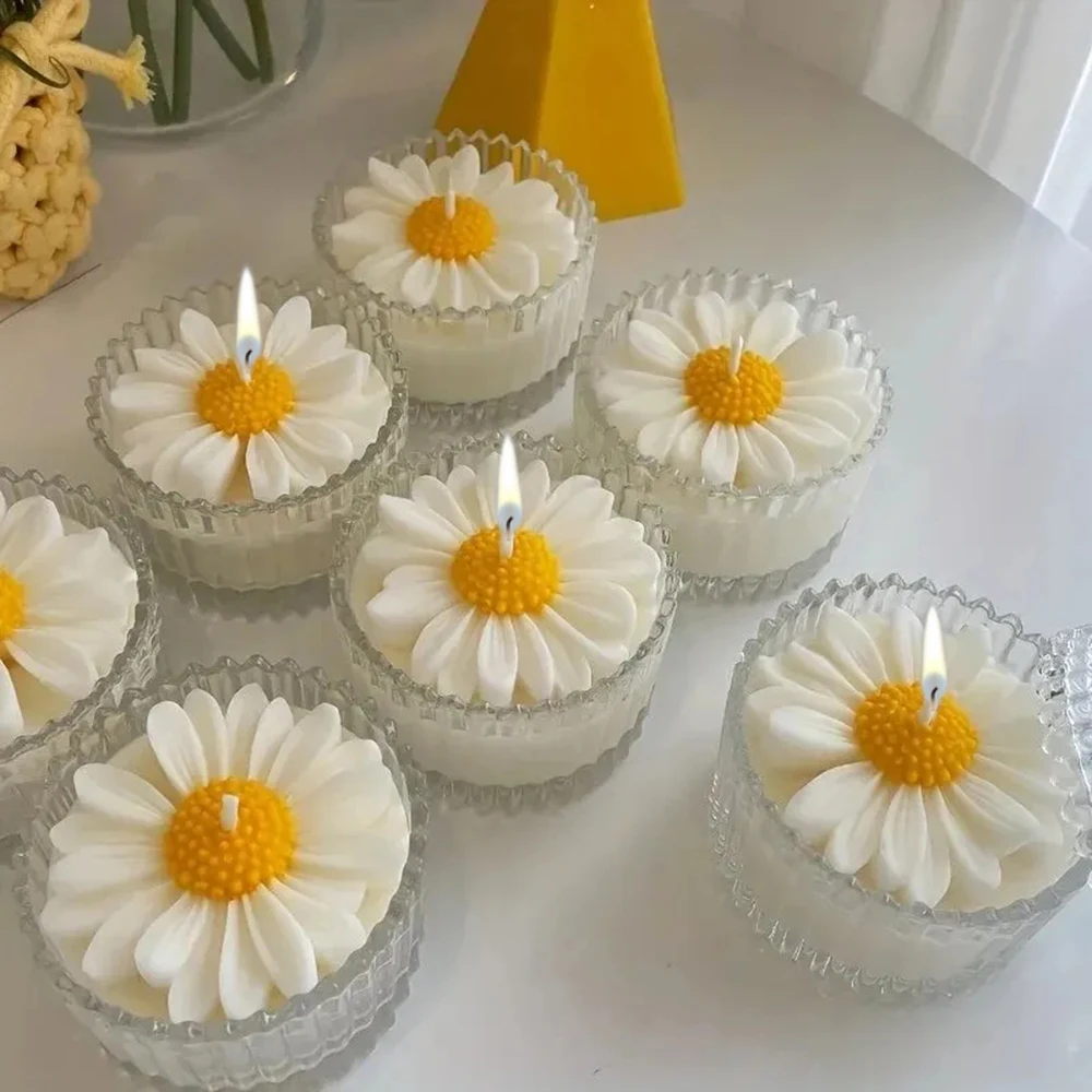 Daisy Candle Mold Silicone Gypsum Aromatherapy Epoxy Scented Resin Soap Flower Handmade for Candle Making Tools Gifts