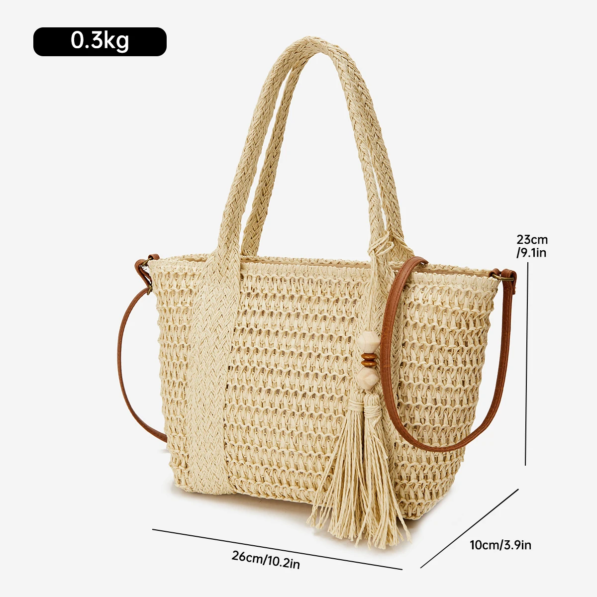 Straw Bag Summer Seaside Resort Style Large Capacity Woven Bag Large Bag Shoulder Bag Women's Bag 2025 New Tote Bag Casual Knitted