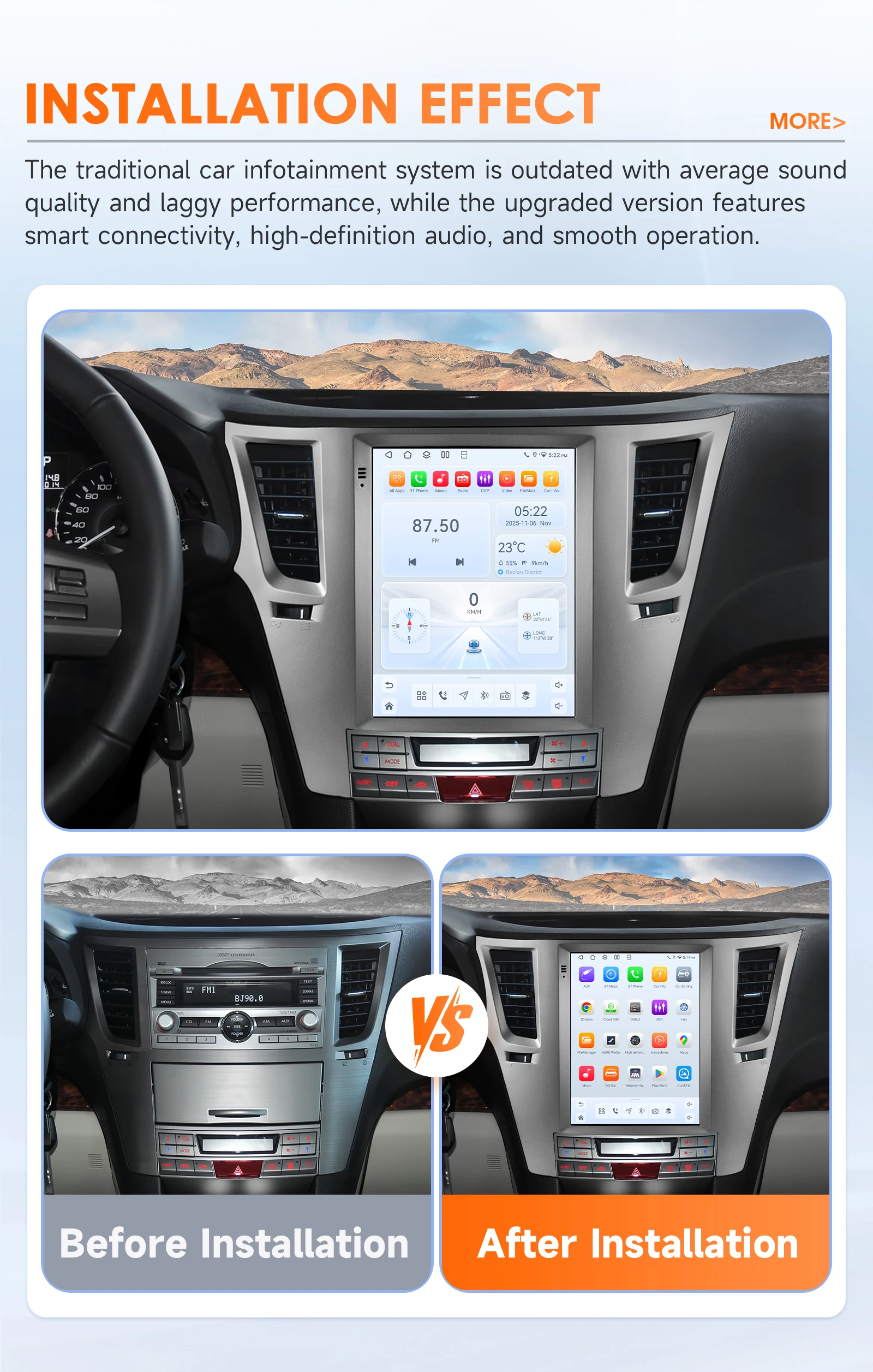 9,7-Zoll-Carplay-Android-14-Autoradio für Subaru Outback Impreza Legacy 2009-2014 Multimedia-Player mit Snapdragon 6115 GPS-Stereo 360 – Detail 5