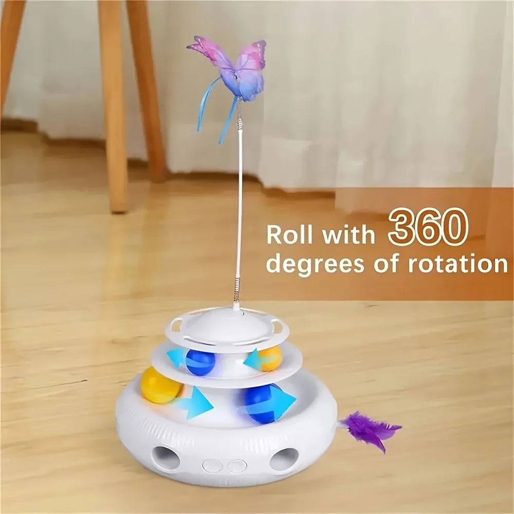 Game Props, Feather Cat Teaser Stick, Rotating Ball For Multiple Pets
