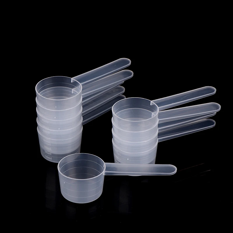40ML 20g Flat Bottom Graduated Measuring Spoon With Scale Transparent Plastic Kitchen Baking Measuring Spoon Tableware 10Pcs
