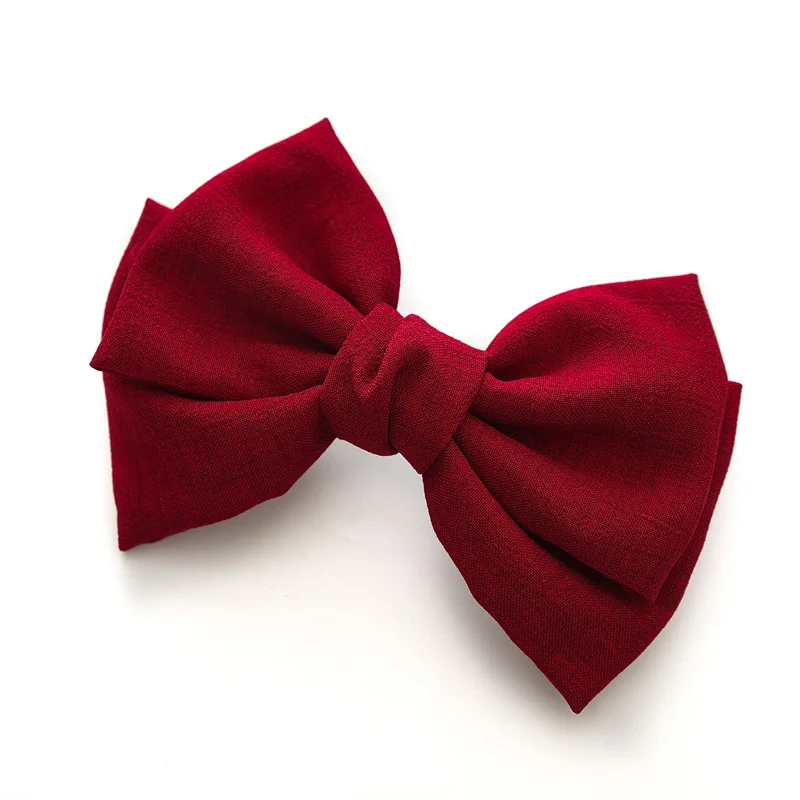 Children Bow Hair Clips Baby Girls Sweet Princess Hairpin Solid Color Spring Hairpin Fabric Barrettes Kids Hair Accessories 5