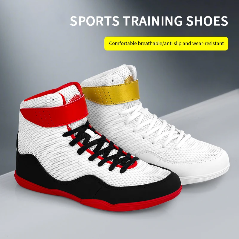 Scarpe da boxe da combattimento Sanda Proteggi la caviglia Scarpe alte Scarpe da wrestling per arti marziali Scarpe sportive antiscivolo per assorbimento degli urti - immagine 2