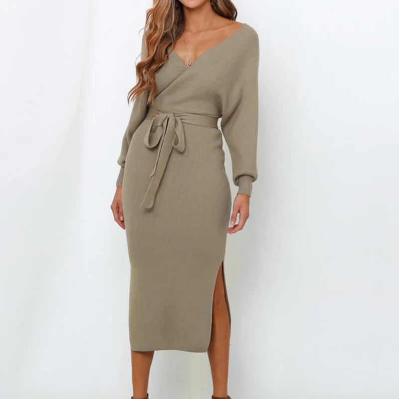 Sleeveless Round Neck Slit Sweater Dress
