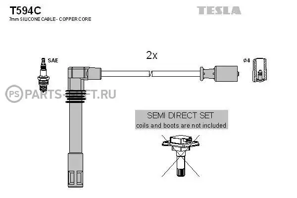 TESLA T594C Провода высоковольтные комплект Audi A4/6 VW Pass 1.8L 1995 - 2000 | Автомобили и