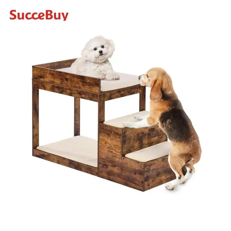 Multi Level Pet Bunk Bed with Stairs Perch