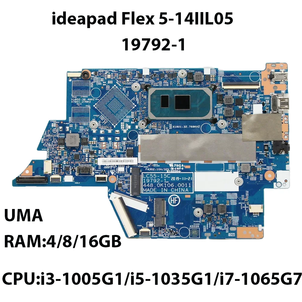 Материнская плата для ноутбука Lenovo ideapad Flex 5-14IIL05 19792-1 ЦП: Φ/Φ 4/8/16GB 5B21B26517 5B20S44323