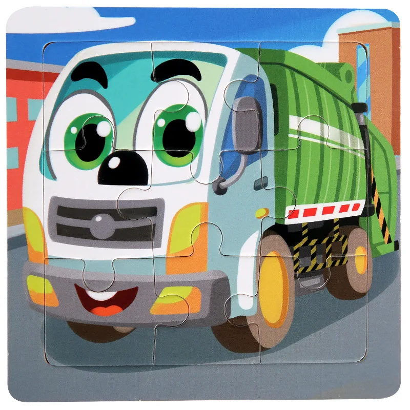 Children's Educational Wooden 3D Puzzle - Cartoon Animal & Traffic Themed