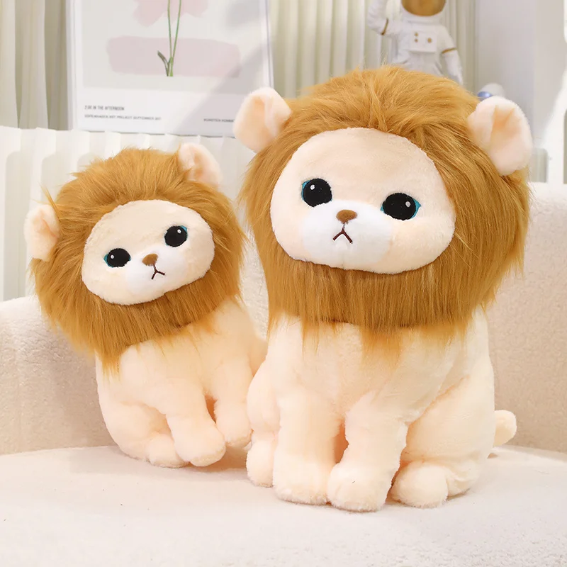 Kawaii Fluffly Hair Cartoon Lion Plushie Doll Kawaii Stuffed Jungle Animal Lion King Pillow Soft Sofa Cushion Toys for Kids Gift