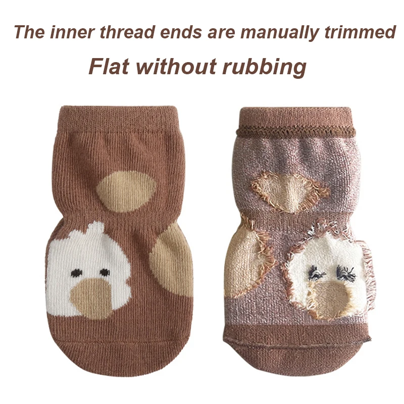 Kids Socks 1 Pair Autumn Winter Kawaii Baby Tube Socks Non-slip Floor Sock Cartoon Bear Duck Cotton Print