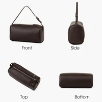 Matna-Mini sac à main en cuir véritable pour femme, cuir de veau entièrement grainé, sacs à bandoulière en forme de tonneau, sangle initiée 3