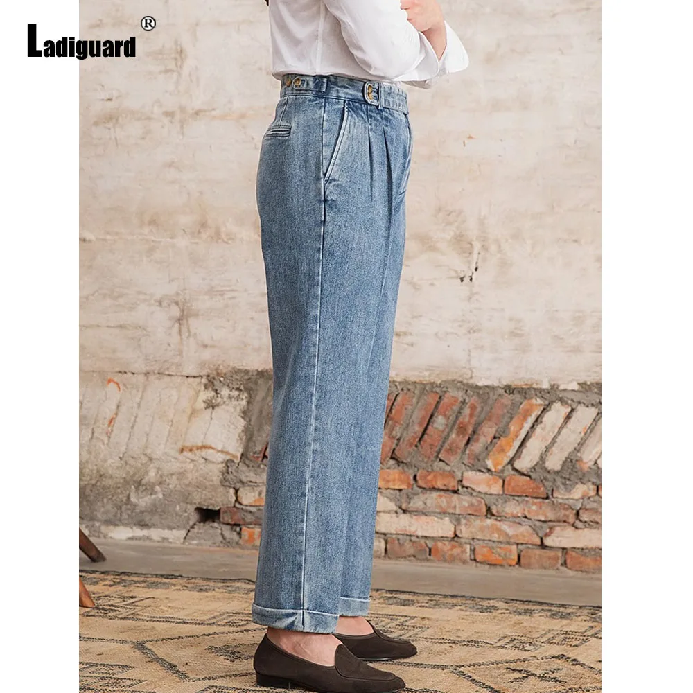 2025 European Fashion Basic Suit Jeans Demin Pants Men's Ankle-Length Trouser Plus Size Mens Casual Stand Pocket Suits Pants New 3