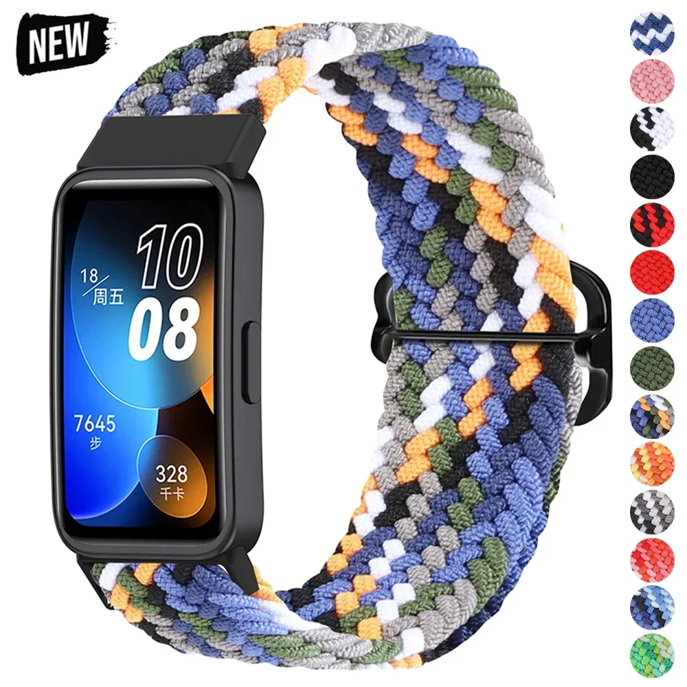 Niboow Correa Compatible Con Huawei Band 10, Hombres Mujeres Ajustable Respirable Band Elástica Nylon Trenzada Con Cierre Magnética - Color Vaquero