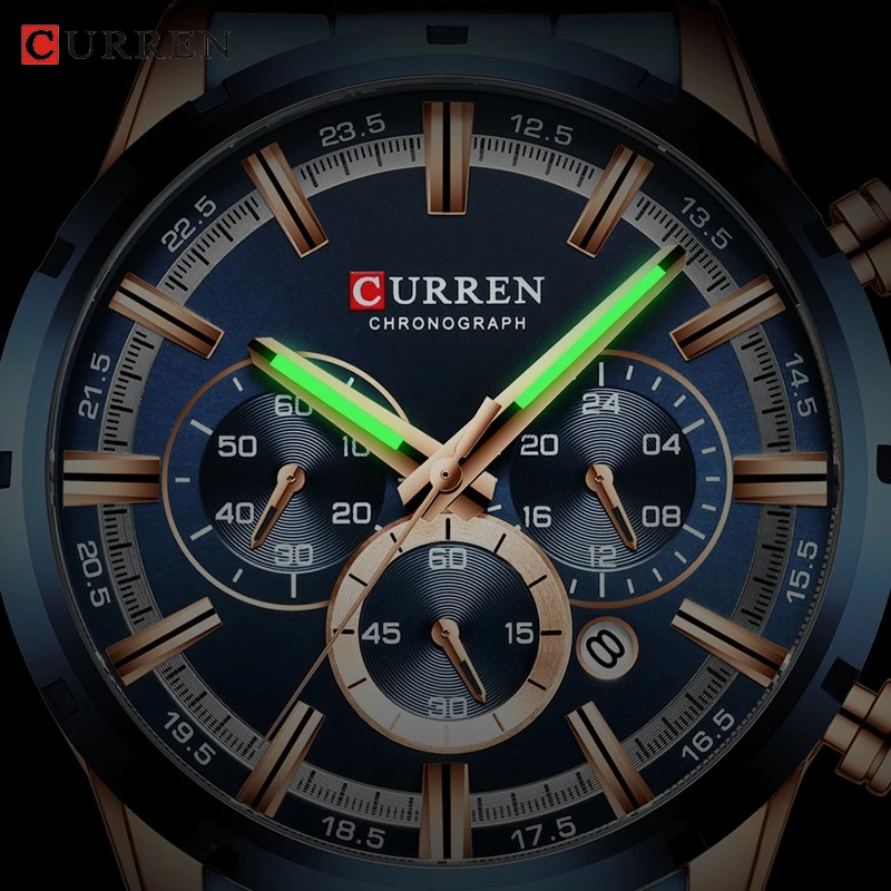 CURREN Top Brand Luxury Military Leather Wrist Watch Casual Sport Watches for Men Blue Man Clock Fashion Chronograph Wristwatch - Image 5