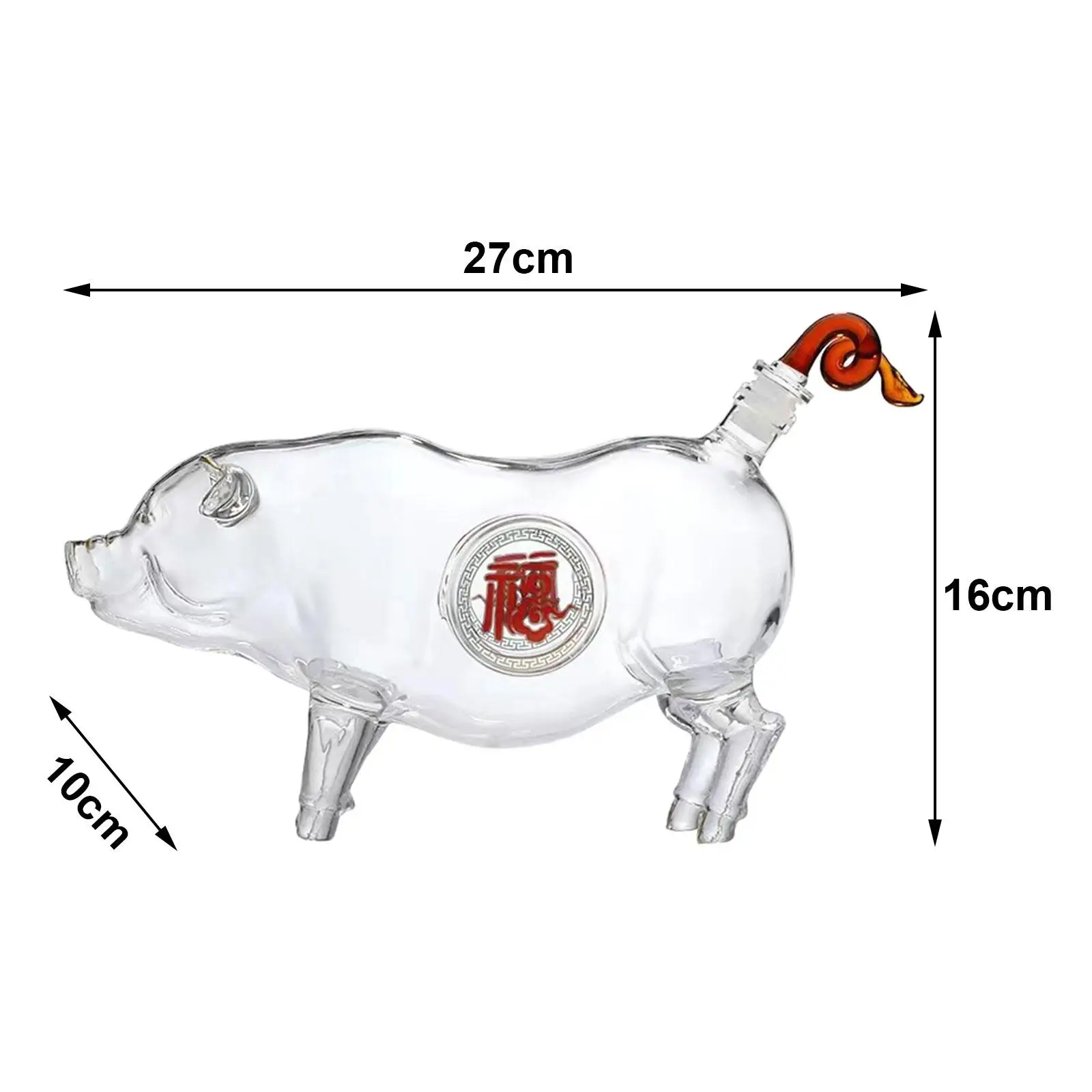 Pig Shape Decanter Glass Liquor Decanters Clear Novelty for Spirits Unique Drink Dispenser Wine Bottle for Anniversary Gift