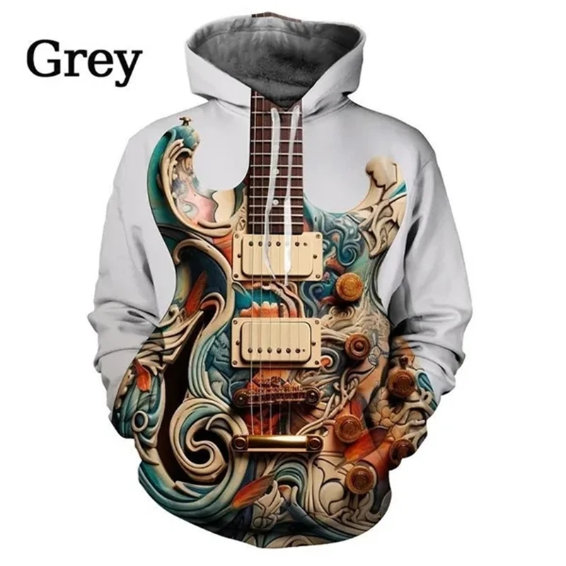 thumbnail image 1 of Sudadera con capucha con estampado 3D de instrumento musical divertido, sudadera con capucha de estilo hip hop callejero, divertida y con personalidad, sudadera informal y genial, 1 of 5