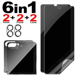 Privacy Hydrogel Film Screen Protector and Lens Cover with Anti - Spy Back Tempered Glass - Z Flip 8 (6in1 Set)