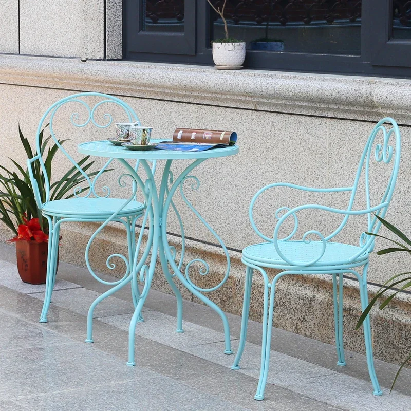 American New Outdoor Furniture for Garden Sunscreen Iron Three-piece Chair Minimalist Decoration Garden Furniture for Cafe