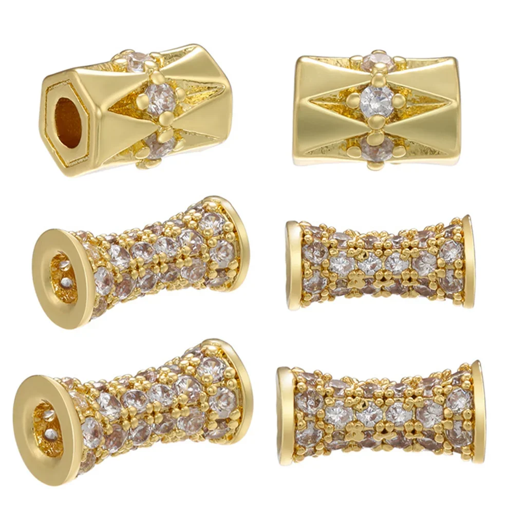 

Cylindrical Spacer Beads for Bracelet Making Paved Zircon Brass Jewelry Accessories Diy Necklace Clavicle Chain Beaded Parts